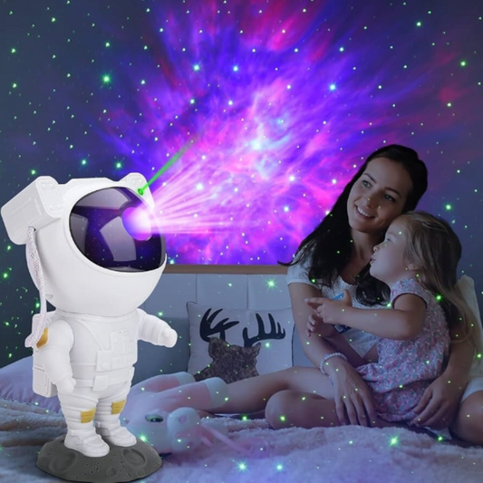 Proiector Laser Astronaut cu Joc de Lumini Aurora Boreala si Stele, Boxa Bluetooth, Timer, Telecomanda