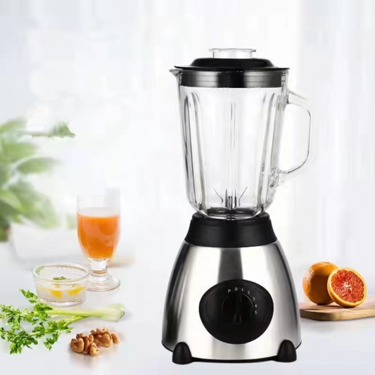 Blender Electric 2 in 1 capacitate 1.5L si Rasnita, 5 trepte de viteza + Functie Pulse, 650W, Inox – Mixare, Maruntire gheata, Smoothie si Sucuri