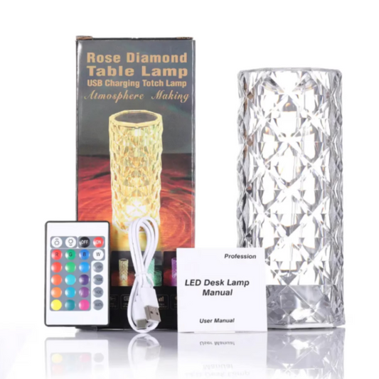 2+1 CADOU: Lampa ambientala Crystal LED cu telecomanda, RGB 16 culori, Fullright, touch control, Reglare intensitate lumina, Acumulator cu incarcare USB-C, Diamond