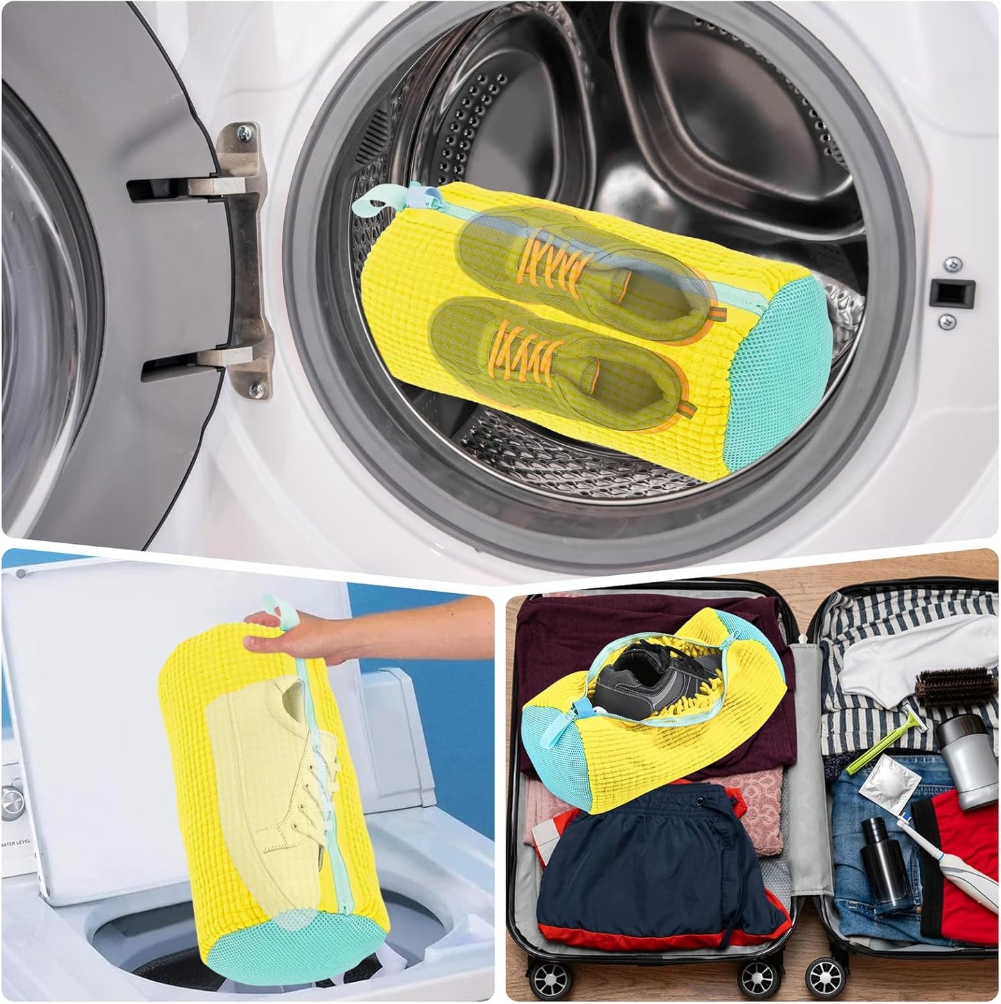Sac pentru Spalare Incaltaminte, Reutilizabil, Protectie Anti-Zgarieturi, Anti- Deteriorare, potrivit pentru toate tipurile de incaltaminte si toate marimile, Galben