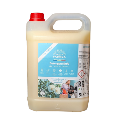 Detergent rufe concentrat 3 in 1 Muschio Bianco cu bicarbonat - DeLaFabrica 5L