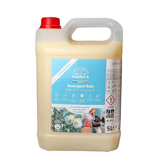Detergent rufe concentrat 3 in 1 Muschio Bianco cu bicarbonat - DeLaFabrica 5L