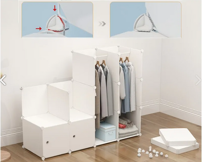 Organizator Modular cu Uși – 5 Compartimente, Structură Metalică, Alb
