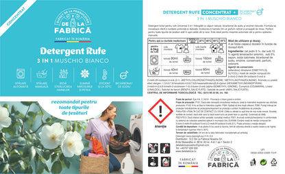Detergent rufe concentrat 3 in 1 Muschio Bianco cu bicarbonat - DeLaFabrica 5L