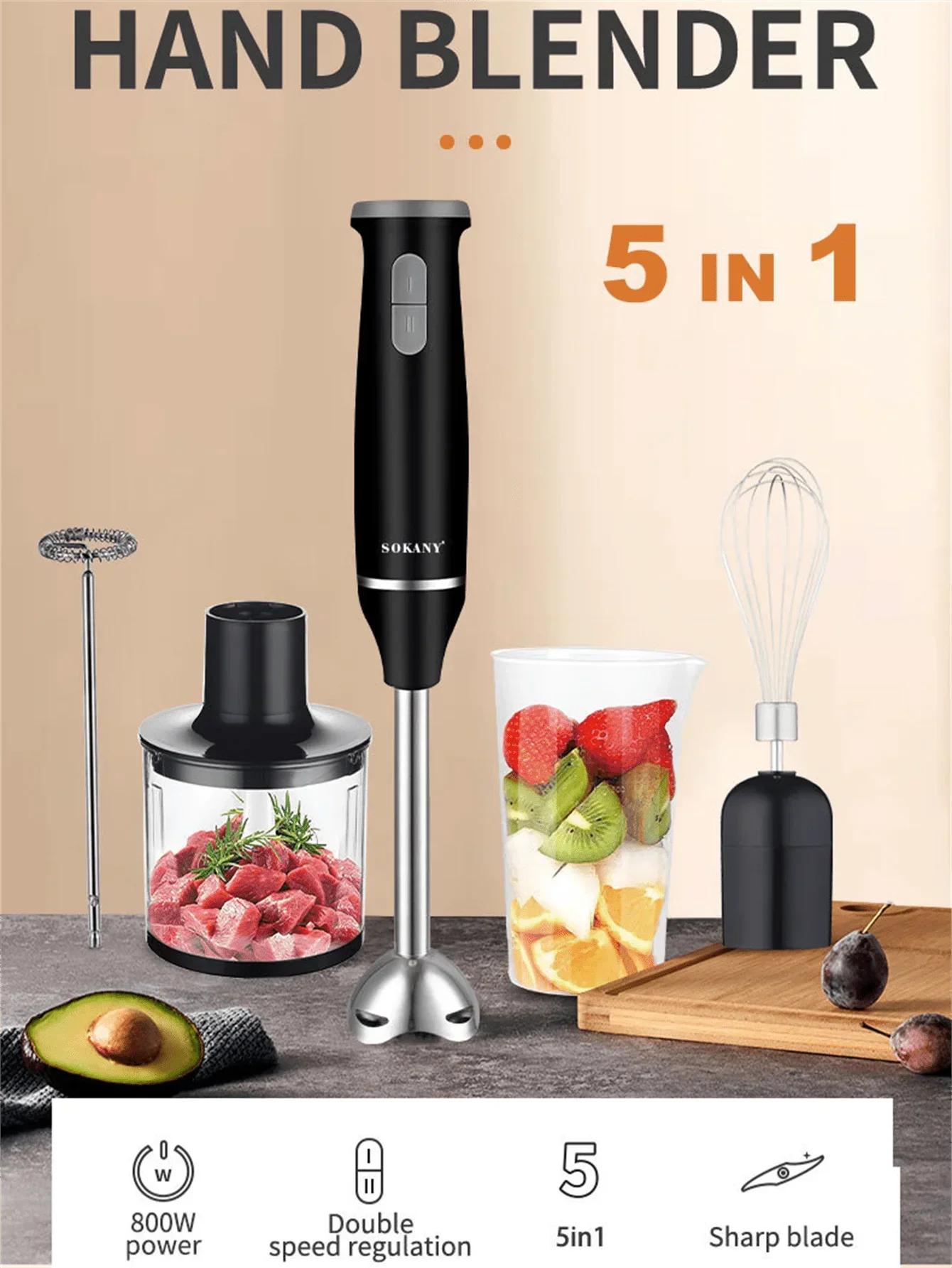 Blenderul Magic de Bucătărie SOKANY 5IN 1