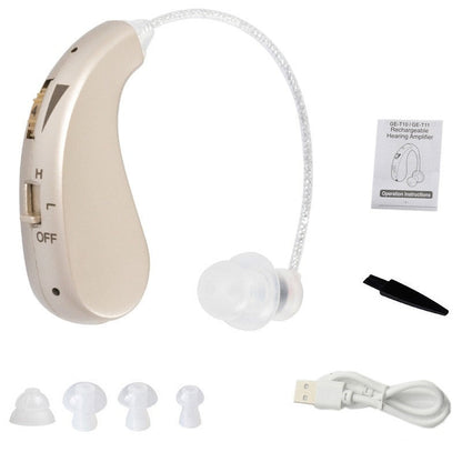 Aparat auditiv retroauricular BTE Reincarcabil,  Set 2 bucati Stinga Dreapta, Standard European, Aparat auditiv Cu incarcator, Aparat pentru Auz, 12 x 8.5 x 4 cm, 89 g
