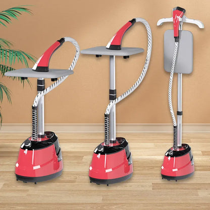 Aparat de Calcat cu Abur Vertical Prefesoonal 2 in 1 , 2000W,  Portabil, cu Masa de Calcat - Rosu