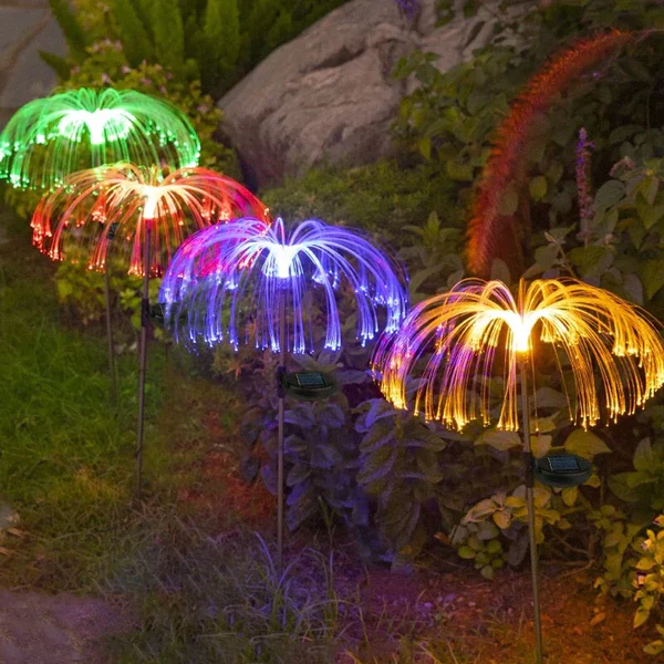 Set 4 x Lămpi Solare LED RGB Tip Palmier – Grădina Ta, ca-n Paradis!